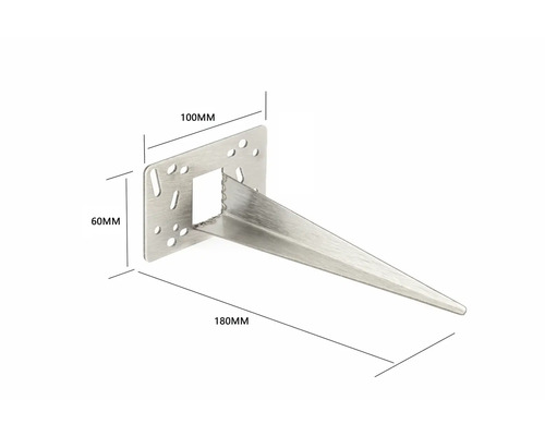 Metall-Einschlagbodenhülse mit den Massen 100 mm x 60 mm und einer Länge von 180 mm zur Befestigung im Boden