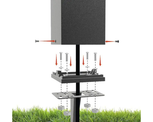 Explosionszeichnung einer Gartenleuchte zur Montage