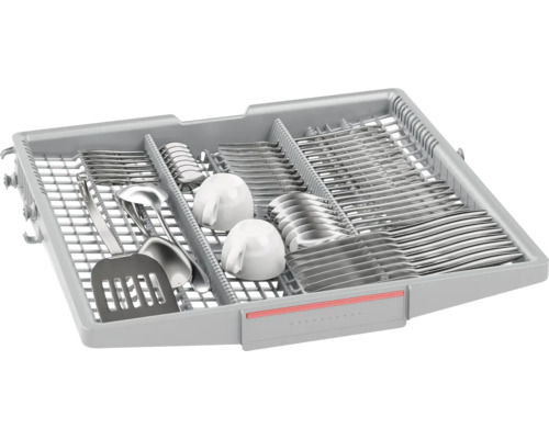 Panier à couverts de lave-vaisselle avec couverts et vaisselle