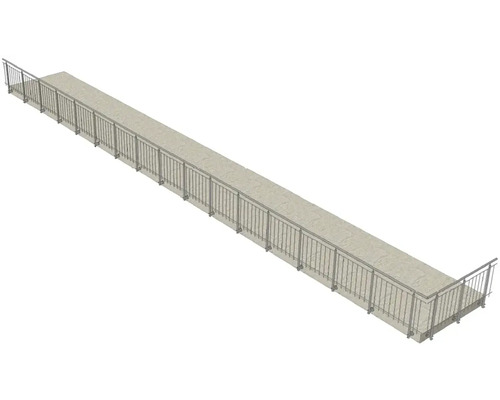 Lange Fussgängerbrücke mit Geländer