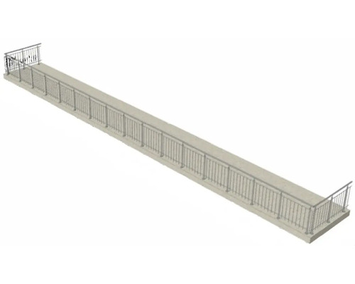 Lange Fussgängerbrücke mit Geländer