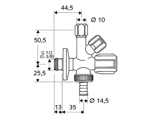 Dessin technique d''un distributeur multiple avec indications de dimensions