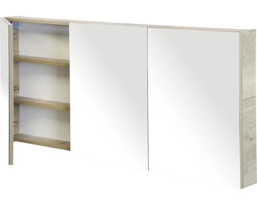 Armoire de toilette avec deux portes et étagères ouvertes