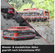 Einhell Akku mit Wasser und Staub resistent Siegel in einer Wasser- und Staubumgebung