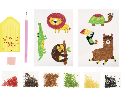 Diamant Malset mit Tiermotiven, inklusive Werkzeug und Steinen