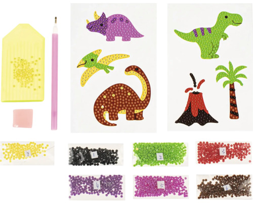 Diamant Malset mit Dinosauriermotiven und Zubehör