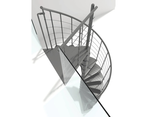 Escalier en colimaçon en métal avec rampe