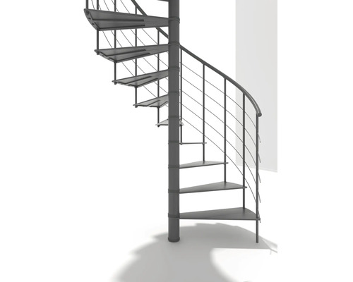 Escalier en colimaçon métallique avec rampe