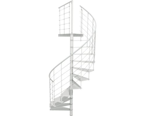 Escalier en colimaçon métallique avec rampe