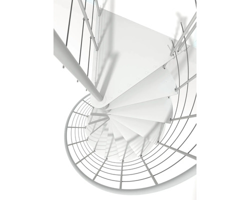 Escalier en colimaçon métallique vu de dessus