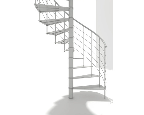 Escalier en colimaçon métallique avec rampe