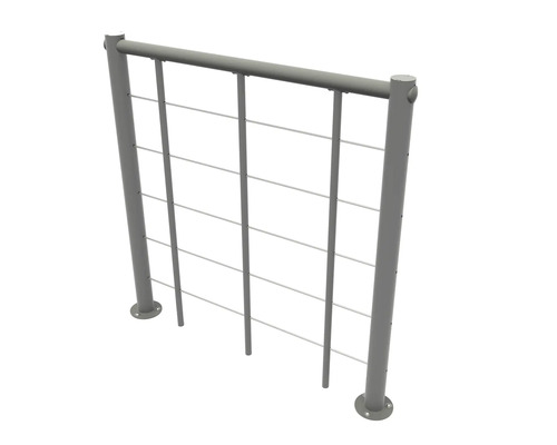 Metallgeländer mit horizontalen Streben zur Gartengestaltung