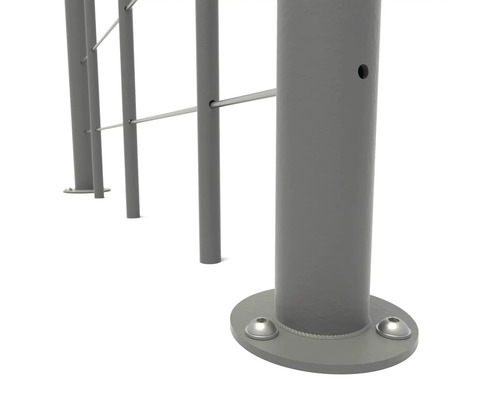 Metallpfosten mit horizontalen Streben zur Geländerbefestigung