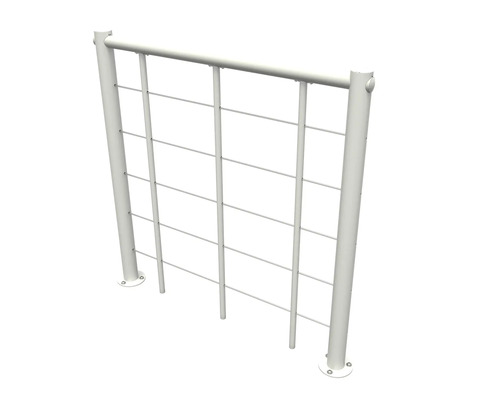 Metallzaun mit horizontalen Streben zur Gartengestaltung