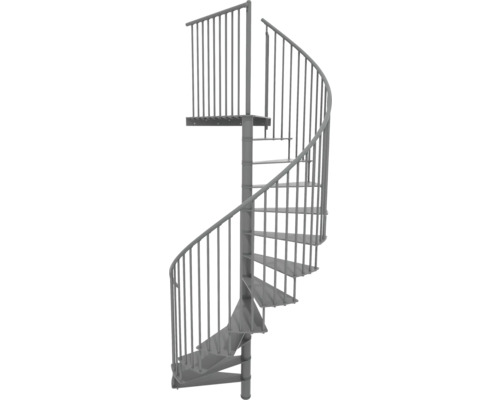 Escalier en colimaçon métallique avec rampe