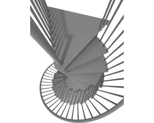 Escalier en colimaçon métallique avec rampe
