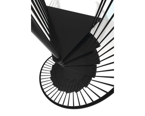 Draufsicht einer Wendeltreppe aus Metall