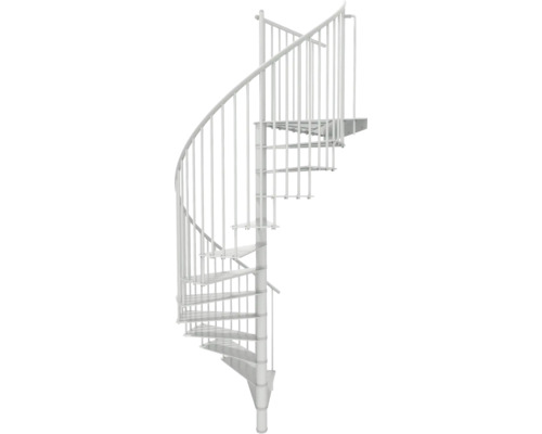 Escalier en colimaçon métallique avec garde-corps