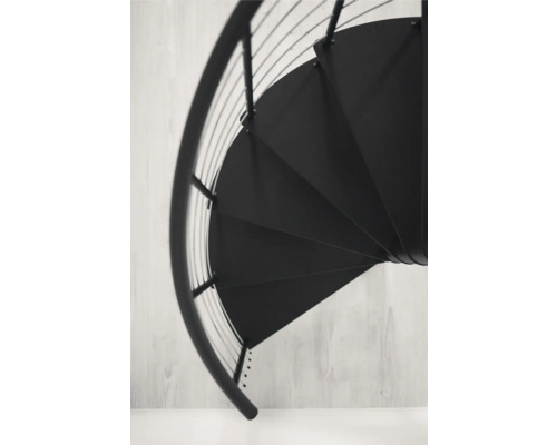 Vue de dessus d''un escalier en colimaçon avec rampe en métal