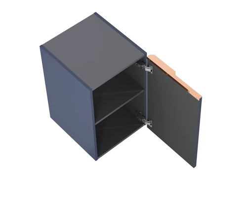 Hängeschrank mit offener Tür und zwei Einlegeböden für zusätzlichen Stauraum