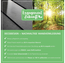 DecoDesign nachhaltige Wandverkleidung mit Informationen zu Nachhaltigkeit und Recycling