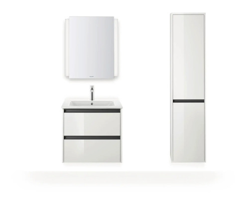 Badezimmer-Set mit Waschtischunterschrank, Waschbecken, Spiegelschrank und Hochschrank
