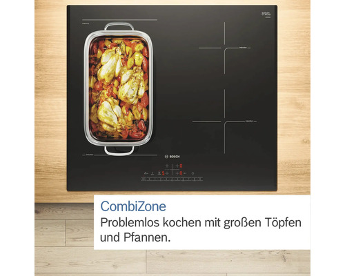 Schwarzes Bosch Induktionskochfeld mit Bräter