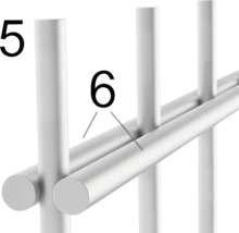 Gros plan d''un porte-serviettes avec les numéros 5 et 6 pour identifier les caractéristiques du produit.