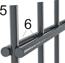 Gros plan d''une grille métallique avec les numéros 5 et 6 pour identifier les éléments.
