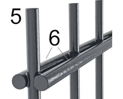 Gros plan d''une grille métallique avec les numéros 5 et 6 pour identifier les éléments.