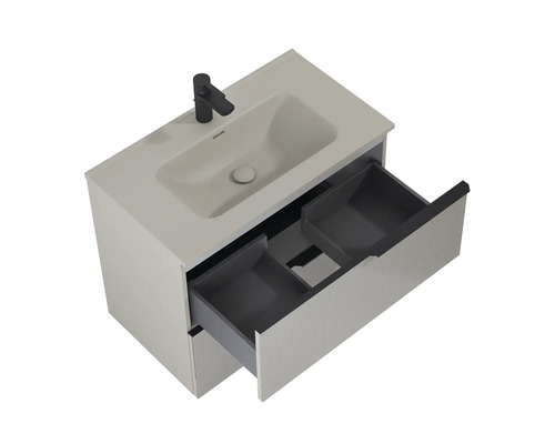 Waschtisch mit offenem Schubfach und Armatur