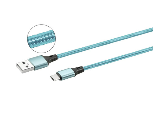 USB-C-Kabel mit geflochtenem Textilmantel und USB-A-Stecker