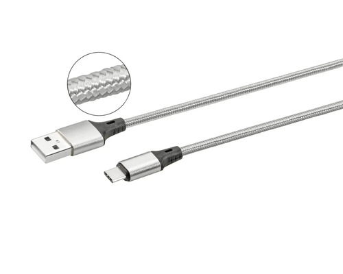 USB-A- auf USB-C-Kabel mit geflochtener Ummantelung