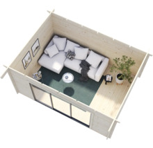 Gartenhaus Palmako Lea 14,2 m² Schiebetür Isolierglas inkl. Fußboden 494 x 402 cm natur