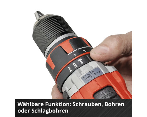 Bohrmaschine mit einstellbaren Funktionen zum Schrauben, Bohren oder Hammerbohren