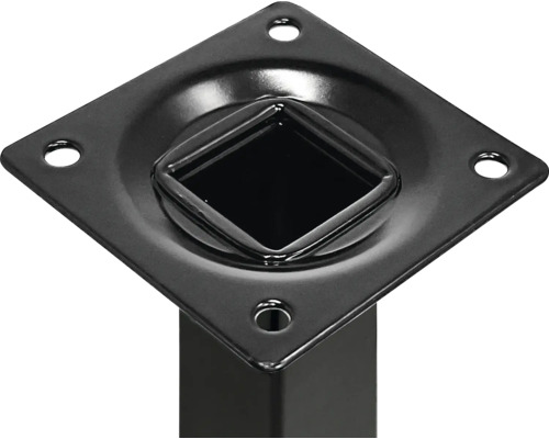 Pied de meuble en métal avec plaque de montage et section carrée