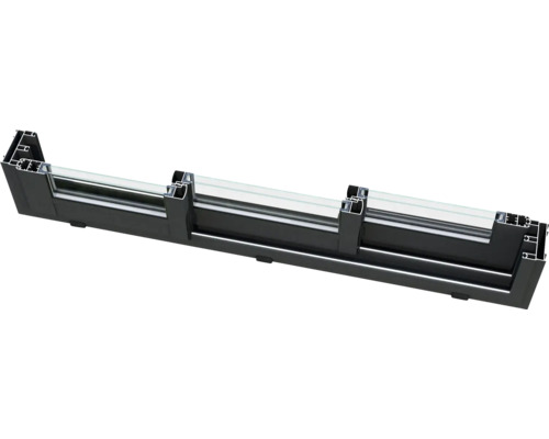 Coupe transversale d''un cadre de fenêtre noir avec verre