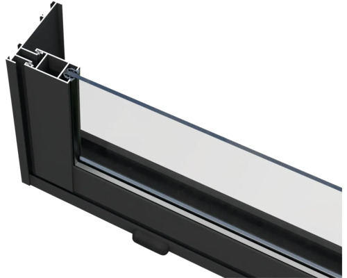 Querschnitt eines Fensters mit Rahmen und Verglasung