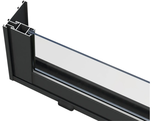 Schnittansicht eines Fensters mit Rahmen und Glas