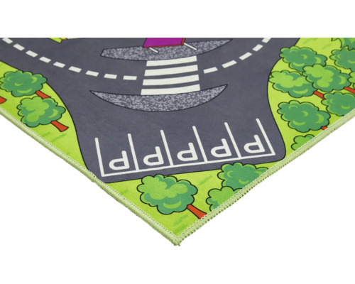 Spielteppich mit Strassenmotiv, Zebrastreifen und Parkplätzen