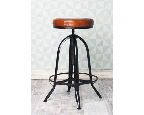 Tabouret de bar réglable en hauteur avec revêtement en cuir et cadre en métal