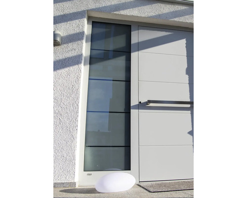 Porte d''entrée moderne avec élément en verre et éclairage