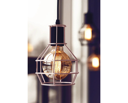 Hängelampe mit Metallschutzgitter