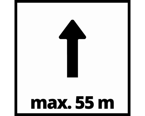 Symbole : Flèche vers le haut, distance maximale 55 mètres
