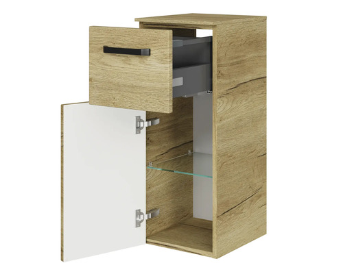 Hängeschrank mit Schublade, Tür und Glaseinlegeböden