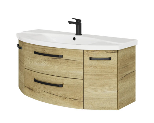 Meuble-lavabo avec deux tiroirs et un lavabo avec robinetterie