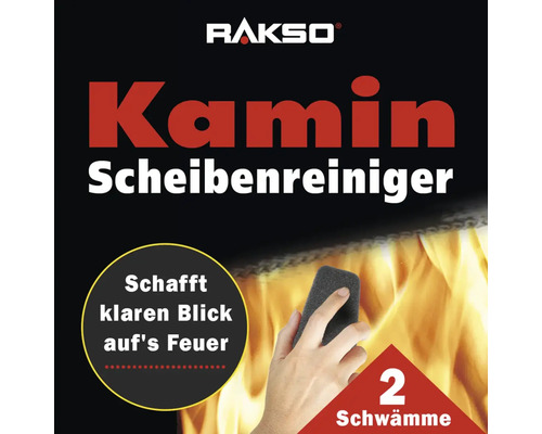 RAKSO Kaminscheibenreiniger mit zwei Schwämmen zur Reinigung von Kaminscheiben