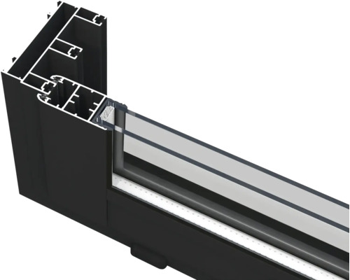 Fensterrahmenprofil aus Aluminium im Querschnitt