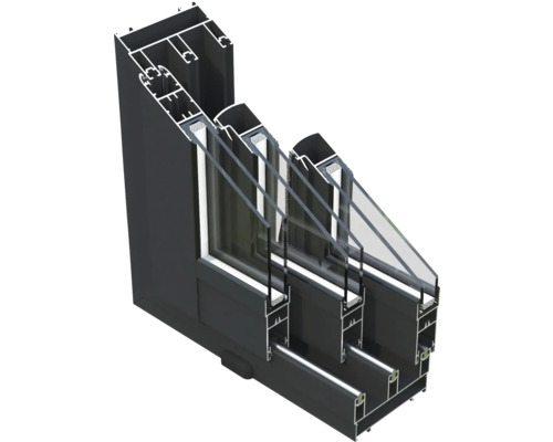 Vue en coupe d''un cadre de fenêtre avec vitrage multiple