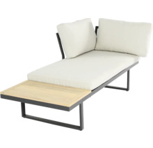 Gartenliege mit Holzablage und Polster